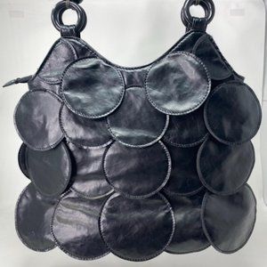 Purse Bag Tote Black Bubble Flapper Soft Faux Leat
